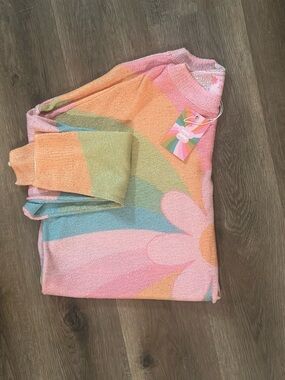 Show Me Your Mumu x Barbie Oversized Floral Pullover Sweater XL Pastel Rainbow